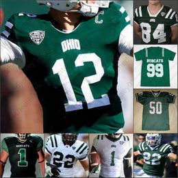 Custom Ohio Bobcats Football Jersey College 88 Ryan Luehrman 47 Austin Conrad 12 Nathan Rourke mens women kids 28 O'shaan Allison