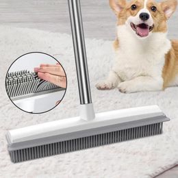 Vacuums Portable Rubber Broom Pets Cat Hair Remover Roller Carpet Brush Rake Cleaning Wool Coat Lint With Squeegee Tools For Home 231216