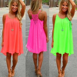 Basic Casual Dresses 2023 New Fashion Sexy Women Summer Sleeveless Evening Party Beach Dress Short Chiffon Mini Womens Clothing Apparel Cd02r7h5