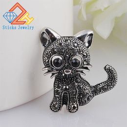 Modern Brooches Cute Little Cat Brooches Pin Up Jewellery For Women Suit Hats Clips Antique Silver Corsages276n