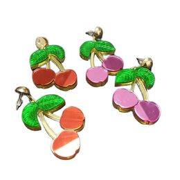 New Cute Red Pink Cherry Dangle Earrings for Girls Women Mirror Acrylic Drop Earring Trendy Jewellery Fashion Accessories241x