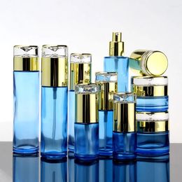 Storage Bottles Wholesale 40ml Skin Care Packaging Glass Pump Bottle With Silver And Golden Lid