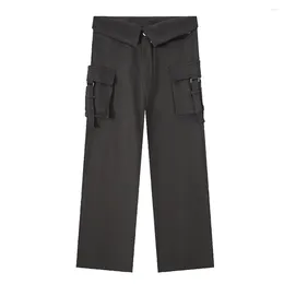 Men's Pants Solid Colour Side Pockets Straight Style Casual Trousers 2 Colours