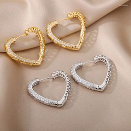 Hoop Earrings UILZ Heart Shaped Metal For Women Exaggerate Big Zirconia Earring Evening Party Accessories