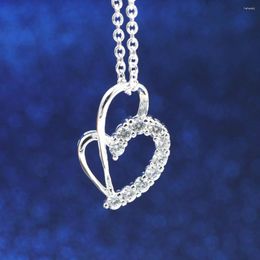 Pendant Necklaces Wholesale 925 Sterling Silver ColorCouple Love Crystal Jewellery Colornecklace For Women/men Chain