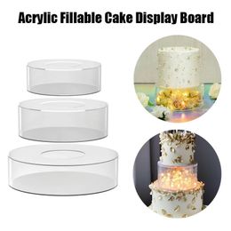 Cake Tools Clear Acrylic Fillable Cake Display Board Cake Edge Smoother Scraper Decor Baking Tools Acrylic Fillable Cake Stand Tools 231216