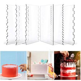 Cake Tools 6Pcs/set 24x10cm Large Size Acrylic Cake Scraper Decorating Contour Comb Saw Tooth Cake Trim Smoother Tool Kitchen Pastry Cutter 231216