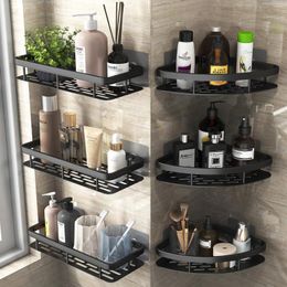 Hooks Bathroom Shelf Kitchen Storage Organiser Aluminium Alloy Shampoo Rack Shower Accessories No Drill