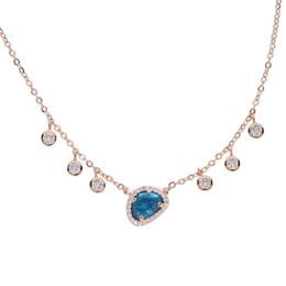 fashion jewelry chrimstams gift uneven gemstone blue white stone cz drop choker statement elegant women jewelry necklace2360