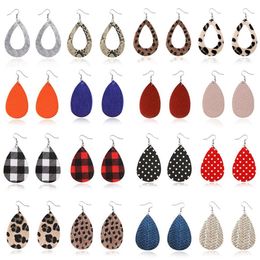 16Pairs LotSnakeskin Cheetah Leather Womens Earrings Set 2020 Polka Dot Plaid Drop Earings Hollow Waterdrop Dangles253l