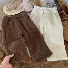 Trousers Kids Winter Thicken Clothes Children Girls Fleece-lining Pants Bottom Teenagers Autumn Flare Baby Solid Corduroy