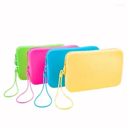 Cosmetic Bags Square Silicone Storage Bag Fashion Solid Colour Wash Large Phone Change