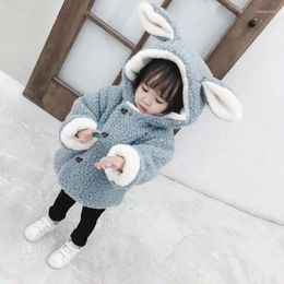 Jackets Baby Girls Winter Hooded Coats Fake Fur Warm Long Ears Fashion Kids Overcoats Children Birthday Princess Clothes