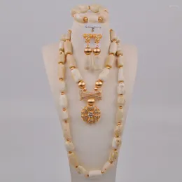 Necklace Earrings Set Fashion White Coral Jewellery Nigerian African Wedding Beads 11-C05