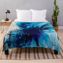 Blankets Purple Blue Black And White Abstract Fluid Art Painting. Pour Art. Throw Blanket Hair Thin