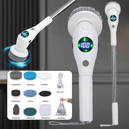 Vacuums 8 In 1 Cleaner Electric Cleaning Brush Spin Scrubber Kitchen Bathroom Household Rechargeable Rotary Tool For Home 231216