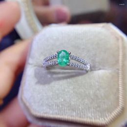 Cluster Rings High Quality Custom 925 Sterling Silver 4mm 6mm Natural Emerald Oval Cut Women For Couple