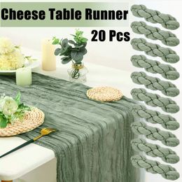 Table Runner 20Pcs Cotton Table Runner Wedding Cheese Table Cloth Retro Dining Place Mats Rustic Boho Gauze Party Desk Festivals Decor 231216