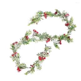 Decorative Flowers Red Berry Christmas Garland With Pine Cones For Indoor Outdoor Home Fireplace Decoration Winter Holiday Year