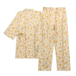 Ethnic Clothing Floral Kimono Pyjamas Pure Cotton Day Series Seven-point Sleeve String Home Sleeping Clothes Air Conditioning Thin Sweat