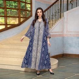 Ethnic Clothing Embroidered Evening Islamic Dress Y2K Muslim Abaya Mesh Sequin Stitching Robe Caftan Fashion Dubai