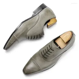Dress Shoes High-quality Classic Men Oxford Leather Lace Up Business Office Wedding Shoe Retro Brushed Formal Loafers