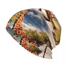 Berets Giraffe And Beautiful Nature Knit Hat Hood Brand Man Caps Women Men's