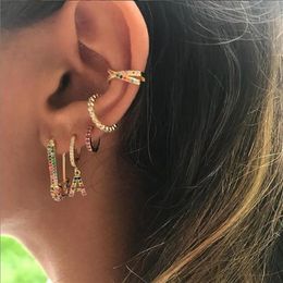 Rainbow Fashion Women hoop Earring Latest New Design Safety Pin Shape Ear Wire Gold Plated Trendy Gorgeous Women Jewelry239b