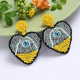 Dangle Earrings Autumn Trendy Bohemia Ethnic Jewellery Dark Blue Eye Beads Drop Handmade Statement Beaded Women Pendant