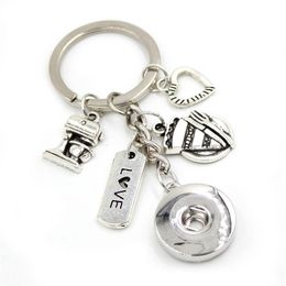 New Arrival DIY 18mm Snap Jewelry Cup Cake Baker Key Chain Handbag Charm 18mm Snap Keychain Key Ring Baking Bakers Gifts for Men W183s