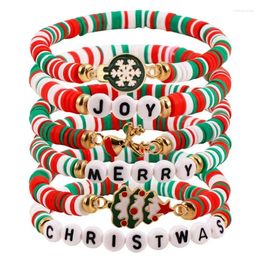 Charm Bracelets Accessories Multi-colored Soft Pottery Pieces Acrylic Letter Beads Christmas Alloy Bracelet Cross-border