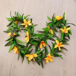 Decorative Flowers 6 Pcs Artificial Garland Hawaiian Wreath Rings Party Decor Lei Leis For Adults Green Aldult Luau Summer Wreaths