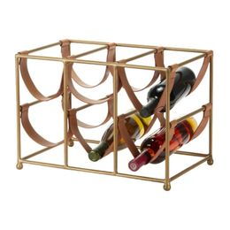 WallMounted Wine Racks Bottle Holder Rectangular Gold Metal And Tan Leather Rack Barware Kitchen Dining Bar Home Garden 231216