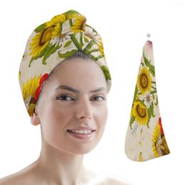 Towel Bee Sunflower Vintage Women Towels Home Bathroom Microfiber Quick Drying Hair For Adults