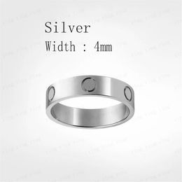 Fashion 4 mm 5 mm titanium steel silver men and women's love rings Rose Gold Jewellery Couples ring gift sizes 5-11 high256i