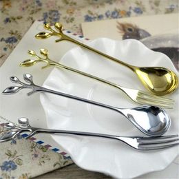 Spoons Classic Vintage Royal Coffee Branch Shape Dessert Spoon Grade Metal Ice Cream Candy Tea Tableware Set