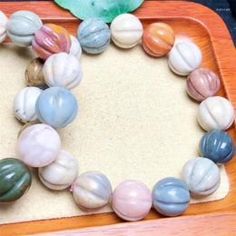 Link Bracelets Natural Alashan Agate Pumpkin Bracelet String Charms Handmade Fortune Energy Bangle Mineral Woman Amulet Jewellery Gift 1PCS