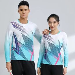 Outdoor T-Shirts Quick Dry Print Long Sleeve Tennis Shirt Badminton Uniform Tops 2024 Fashion Korean Volleyball Teable Tennis T-shirt Jersey 231216