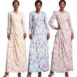 Ethnic Clothing 2024 Fashion Floral Print Abaya Women Muslim Long Maxi Dress Turkey Arab Robe A-Line Dresses Slim Party Kaftan Vestidos