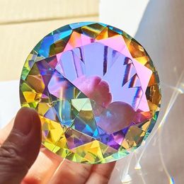 Decorative Objects Figurines 3080mm AB Colourful K9 Crystal Diamond Paperweight Rainbow Maker Prism Glass Diamonds Wedding Room Desktop Decoration 231216