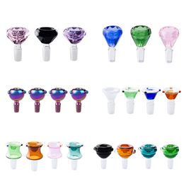 Headshop214 Smoking Pipe Tobacco Dome Bowl Mushroom Style Flower Style 14mm Male Female Colorful Dab Rig Glass Water Bong Bubbler Pipes Glass Bowls