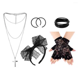 Necklace Earrings Set Party Dress Decorative Lace Gloves Dance Cross For Men Makeup Retro Headdress Women Man Girls