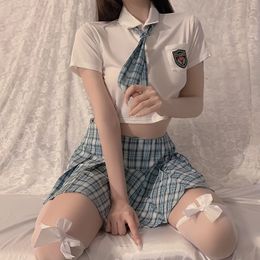 Sexy Set Lingerie Female Student Uniform Japanese School Girl Costume Cute Pleated Skirt Erotic Blouse Women Sensual Anime Cosplay 231216