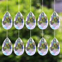 28mm Tear Drop Crystals Prism Sun Catcher Clear Glass Chandelier Crystal Parts DIY Hanging Pendant Jewellery Spacer Faceted