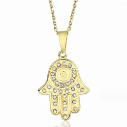 Pendant Necklaces Stainless Steel Hand Of Fatima Necklace Zircon Stone Jewellery Gift For Him