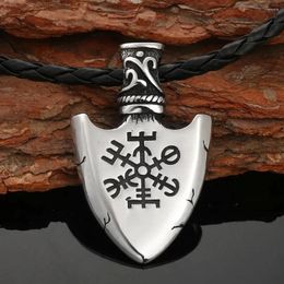 Pendant Necklaces Stainless Steel Viking Odin Triangle Compass Road Sign Rune Necklace Fashion Personality Men And Women