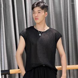Stage Wear 2023 Latin Dance Tops For Men Sleeveless Vest Practice Clothes Chacha Rumba Tango Dress Adult Performance DQS13978
