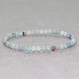 MG0024 Whole 4 mm Mini Gemstone Bracelet Natural Amazonite Bracelet Women's Yoga Mala Beads Jewelry240I