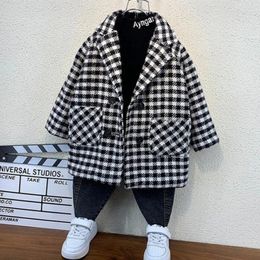 Jackets Boys Woollen Coats Plus Thicken 2024 Simple Warm Velvet Winter Autumn Cotton Tracksuit Sport Children's Clothing