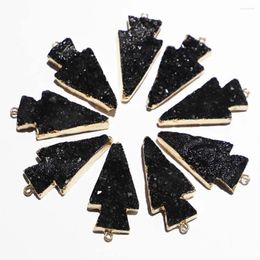Pendant Necklaces 4pcs Natural Stone Black Crystal Teeth Cluster Arrow Necklace Pendants Ruggedly Fashion Charms Jewelry Accessories